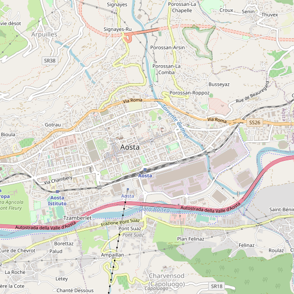 Thumbnail mappa stradale di Aosta