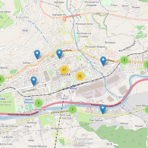 Thumbnail mappa ristoranti di Aosta