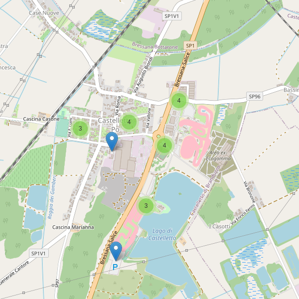 Thumbnail mappa parcheggi di Castelletto di Branduzzo