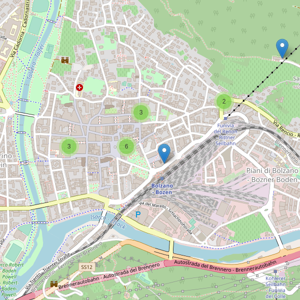 Thumbnail mappa hotel di Bolzano
