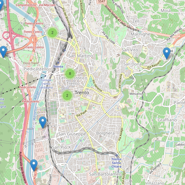 Thumbnail mappa hotel di Trento