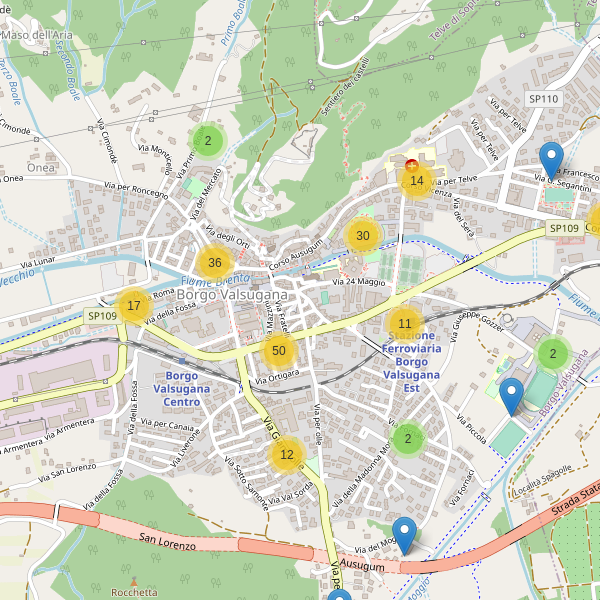 Thumbnail mappa parcheggi di Borgo Valsugana