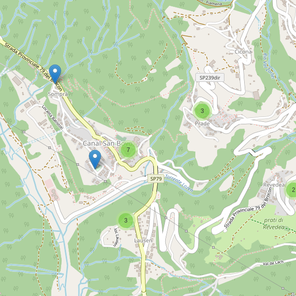 Thumbnail mappa parcheggi di Canal San Bovo