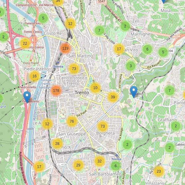 Thumbnail mappa parcheggi di Trento