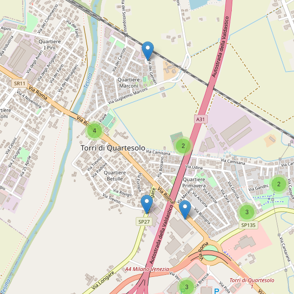 Thumbnail mappa parcheggi di Torri di Quartesolo