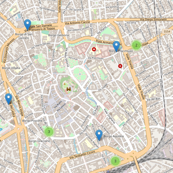 Thumbnail mappa hotel di Udine