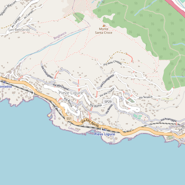 Thumbnail mappa stradale di Pieve Ligure