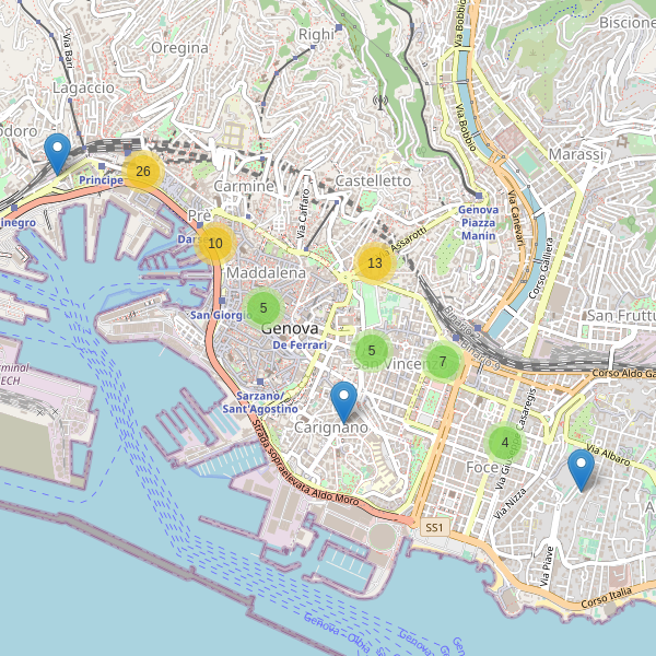 Thumbnail mappa hotel di Genova