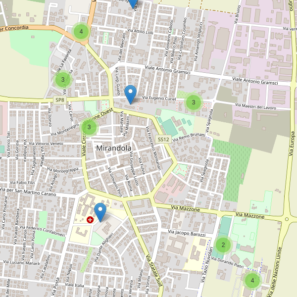 Thumbnail mappa parcheggi di Mirandola