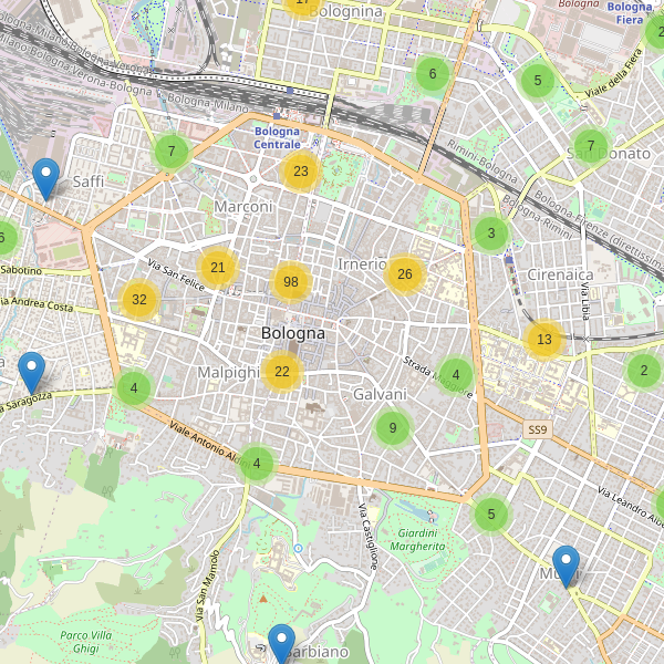 Thumbnail mappa ristoranti di Bologna