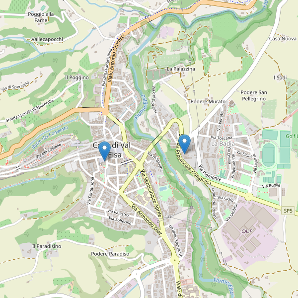 Thumbnail mappa hotel di Colle di Val d'Elsa