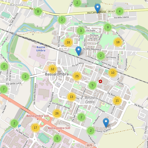 Thumbnail mappa parcheggi di Bastia Umbra