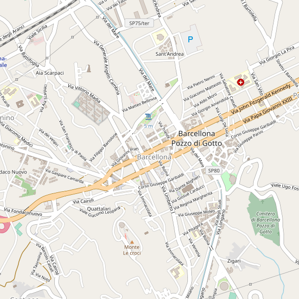Thumbnail mappa stradale di Barcellona Pozzo di Gotto