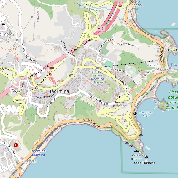 Thumbnail mappa stradale di Taormina