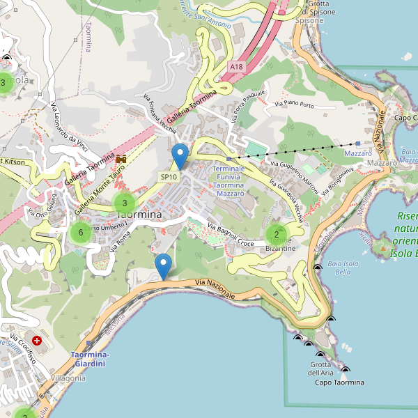 Thumbnail mappa chiese di Taormina